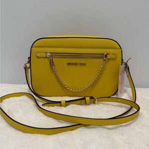 Michael Kors Jet Set East West Saffiano Yellow Crossbody Bag NWOT